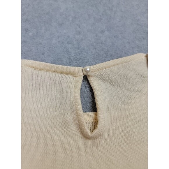 Vintage Talbots Pullover Sweater Womens Petite M Cream Beige Knit Wool Soft EUC - Picture 11 of 12